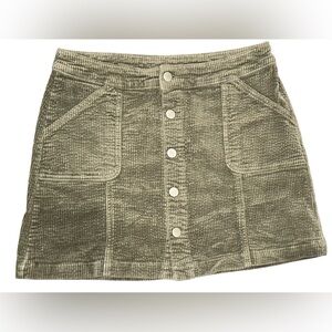 Wild Fable Olive Green Corduroy Button-Front Mini Skirt (6)